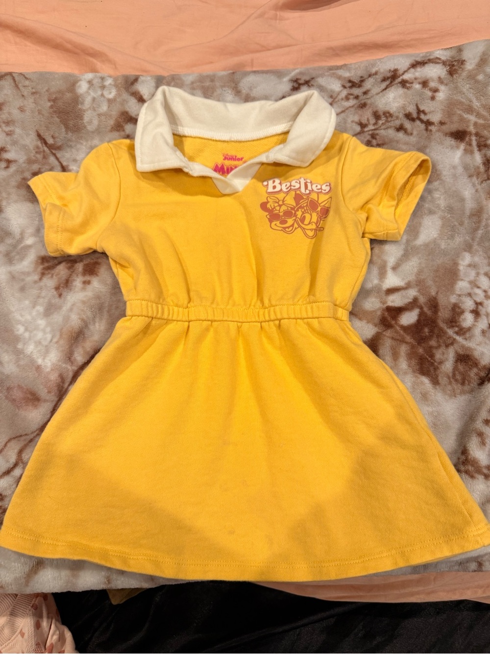 Disney Yellow Polo Dress with White Collar and 'Besties' Graphic
